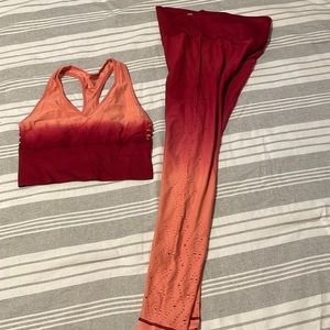 PINK Ombre Sports Bra Leggings set S NWT